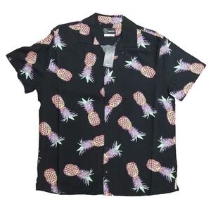 *NWT* Mens Original Use Large Ebony Pinapple Button-down Shirt #Y43
